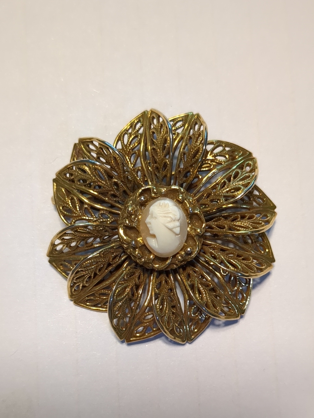 Vintage Filigree Cameo Brooch